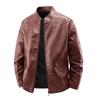 Spring and autumn new men's leather jacket stand-up collar jackets teen trendy men's decorative casual trendy leather jacket
