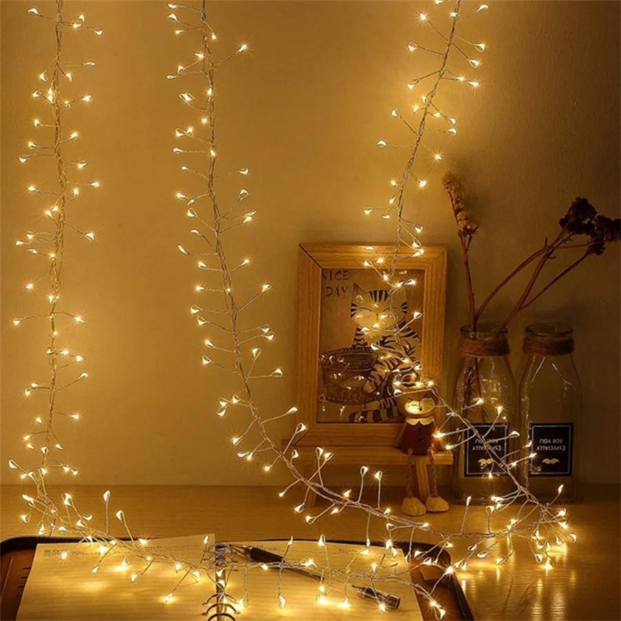 1000 LED Christmas Cluster Icicle Lights 3X3M Plug In Firecraker Curtain Fairy Lights Outdoor Icicle String Light for Tree Decor