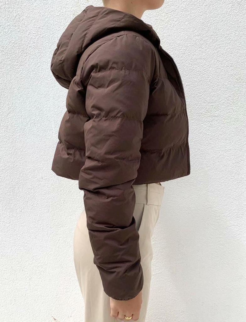 2024 Herbst/Winter Kapuzen-Kurzjacke aus Baumwolle für Damen - Europäischer und Amerikanischer Stil