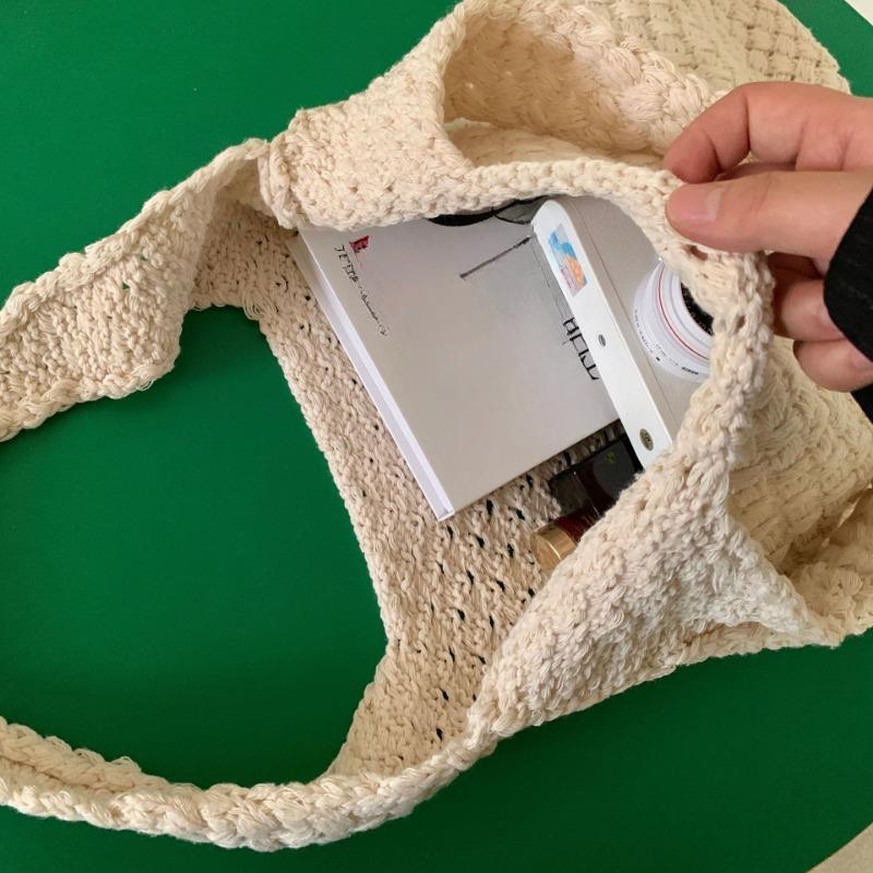 Knit Bag Hand-woven Bag Vintage Tote Bag Shoulder Bag Women's Tote Shopping Bag