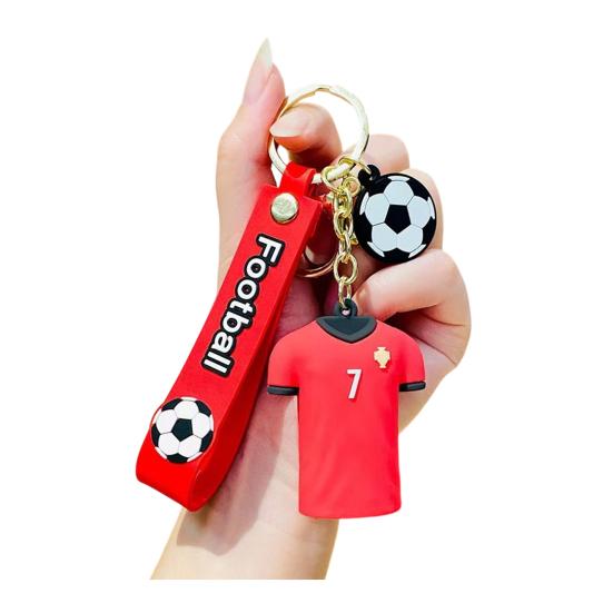 Keychain Pendant Golden Metal Buckle Soft PVC Chain Keychain with Rubber 3D Jersey A