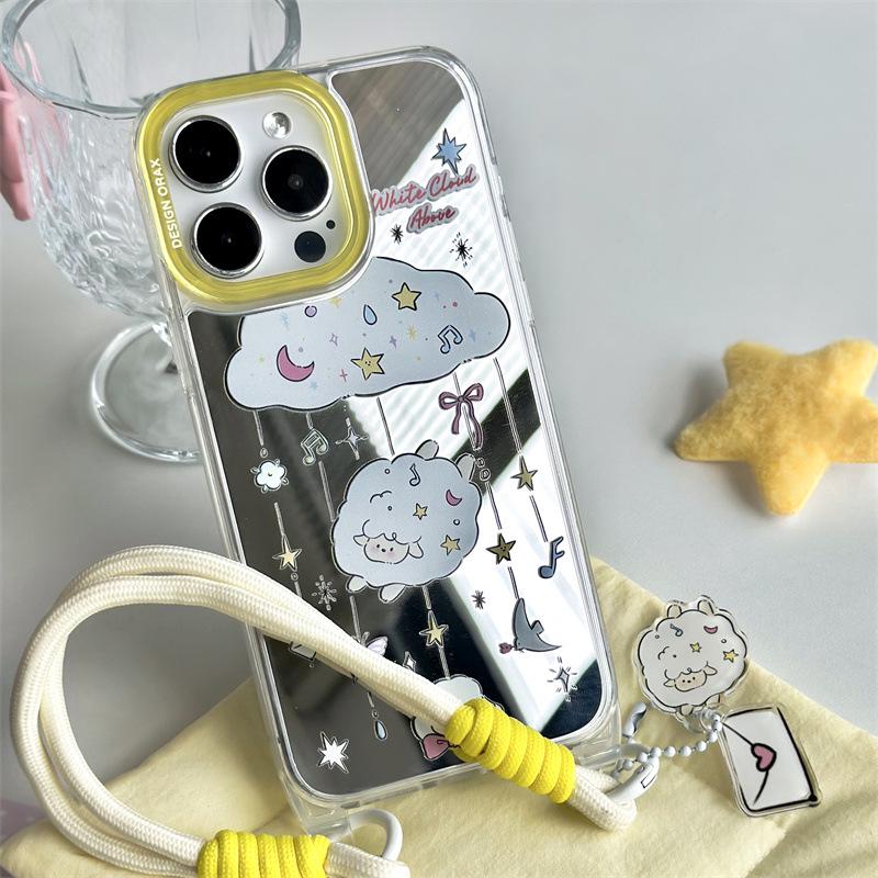 

Чехол Zhitai Summer Apple Shell Lanyard Mirror для iPhone 15 Pro/13/12/16 Pro Max iPhone 16 Pro