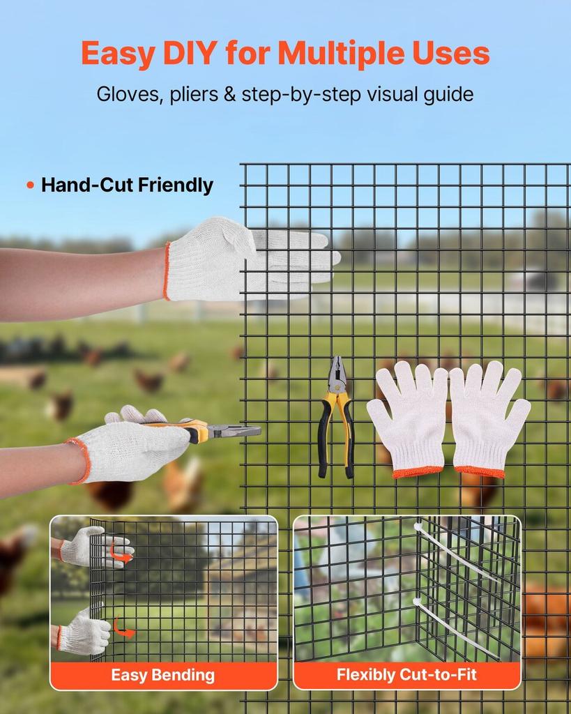 Hardware Cloth 152cm x 30.4m, 1/2 in 19 Gauge Galvanized Wire Mesh Roll, Weather-Resistant Vinyl Coated Chicken Wire Fencing, Heavy Duty Welded Garden