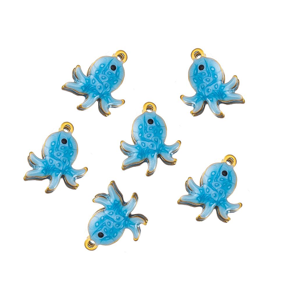 10pcs Stainless Steel Enamel Octopus Seahorse Dolphin Crab Clown fish Charm Bracelet Earring Pendant Base for DIY Jewelry Making