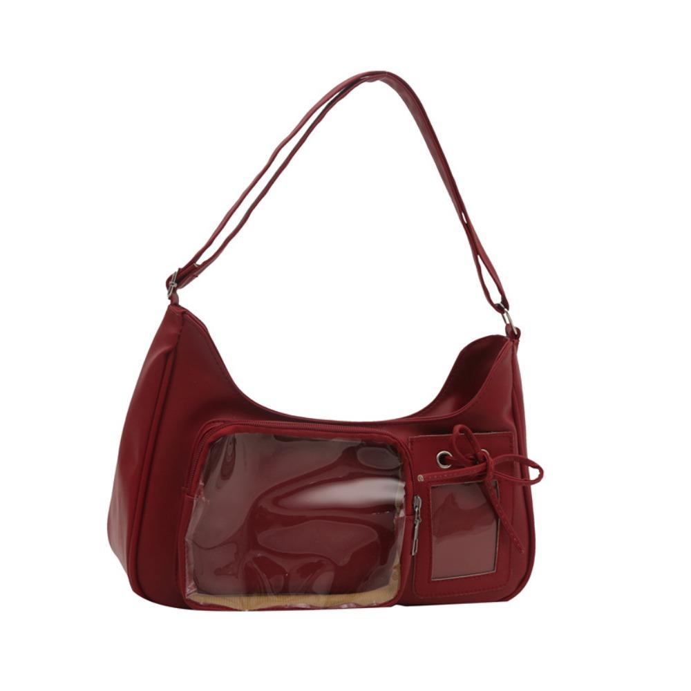 

Shoulder Strap PU Leather Messenger Bag DIY Badge Crossbody Bag Shoulder Bag Leisure Daily червоний