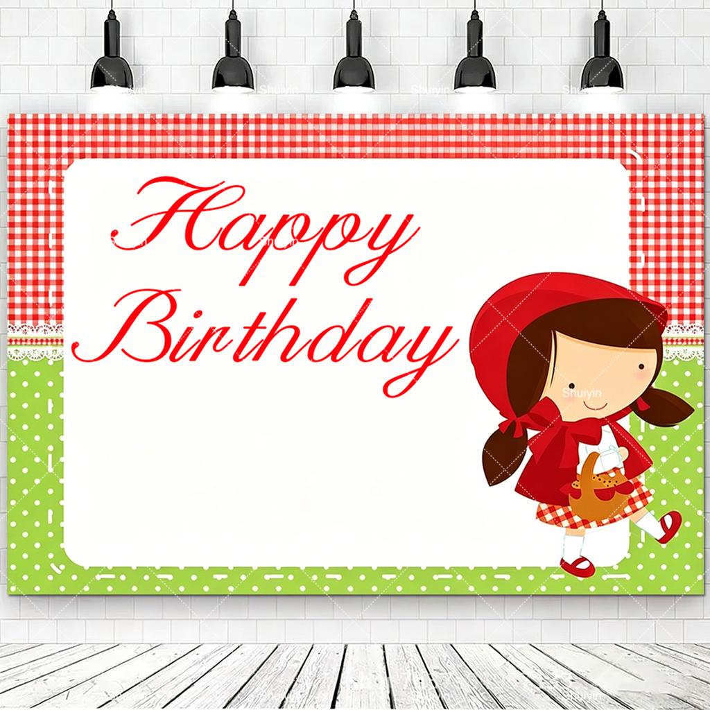 Cartoon Little Red Riding Hood Backdrop Girl Birthday Decorations Party Supplies Baby Shower Banner Photo Shoot Props Kids Gifts