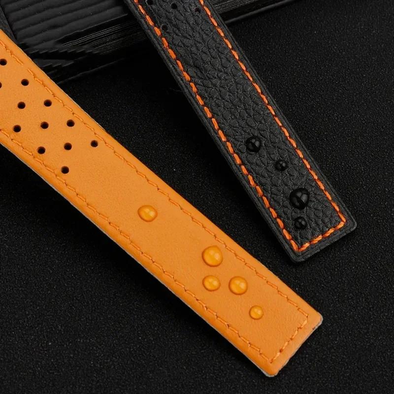 Genuine Leather Watch Band For TAG Heuer MONACO CARRERA CAW211R/P Watchband lychee print cowhide Strap men's Bracelet 22mm