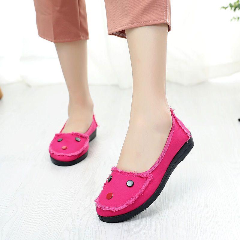 Women's Shoes Old Beijing Cloth Shoes Flat Heeled Casual Shoes Single Shoes One Foot Stirrup Shallow Mouth Low-top Shoes