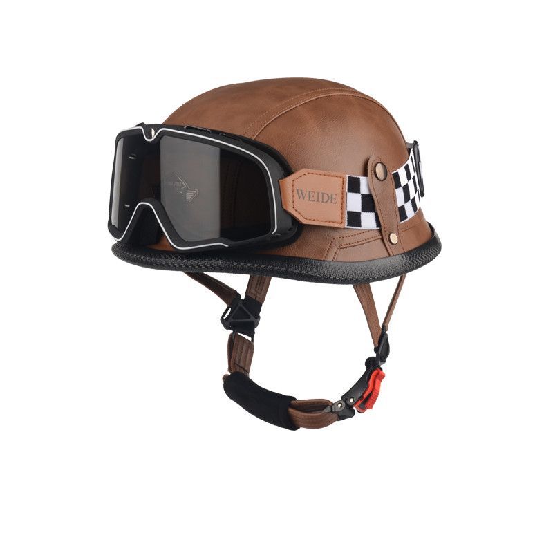 Pedal German Steel Helmet Cruise Retro Half Helmet Harley Men Motorcycle Helmet Motorcycle Floating Helmet Soldier Steel Helmet Leather Helmet