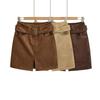 Women's Suede Plush Belted Pencil Skirt - Autumn/Winter Collection