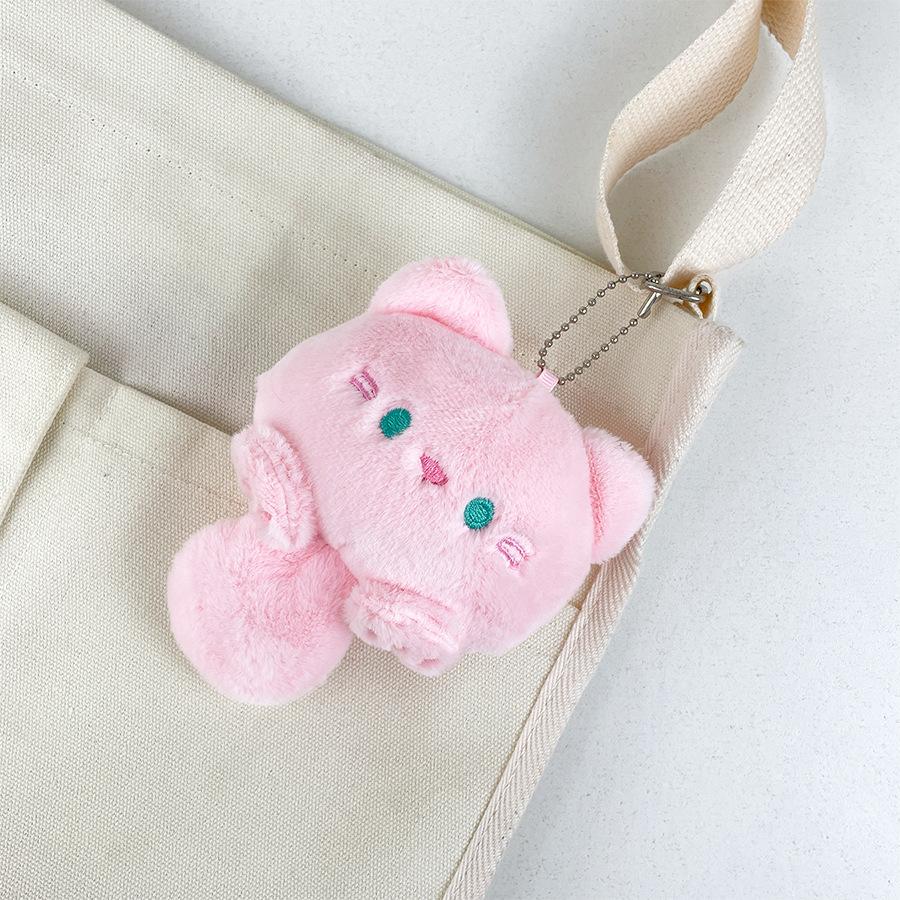 Cute Squeaky Long Tail Cat Pendant Keychain Pendant Cute Unzipped Cat Plush Doll Children's Gift