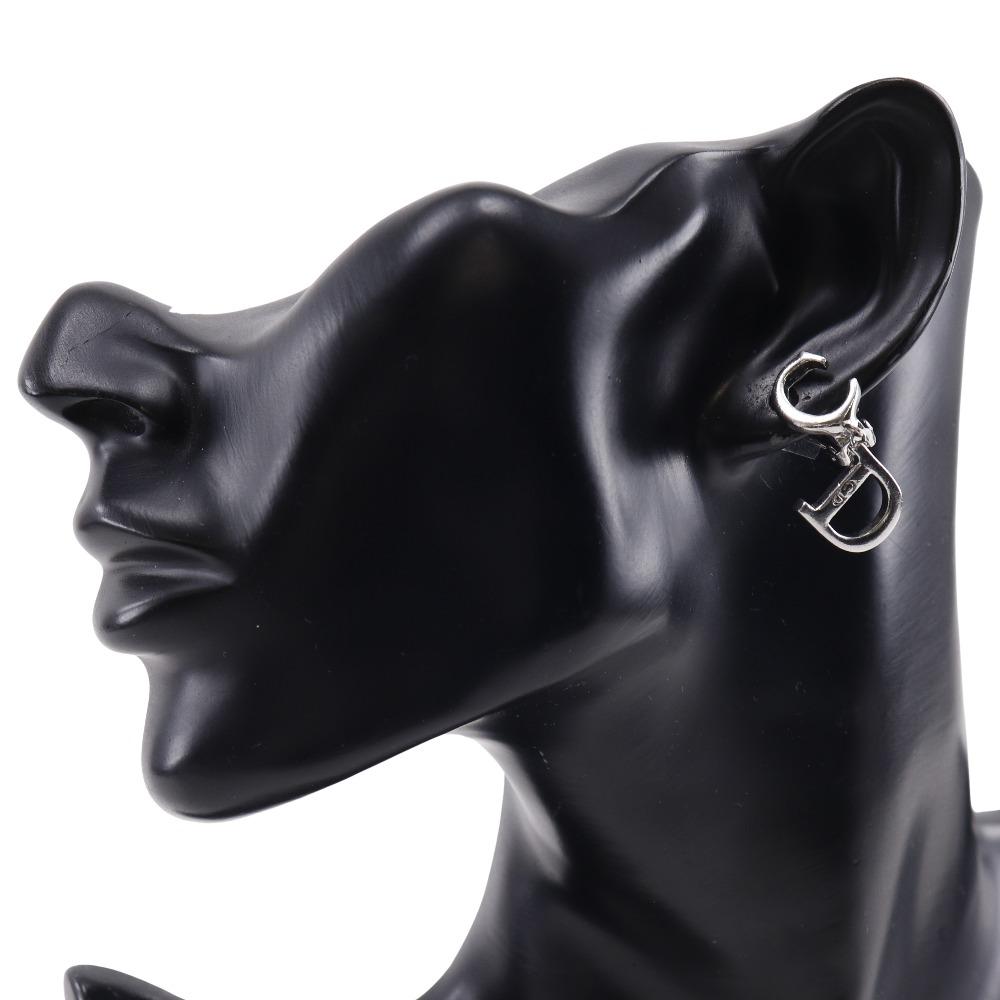 Dior CD Logo Earring Silver Metallic 5.5g Women Used