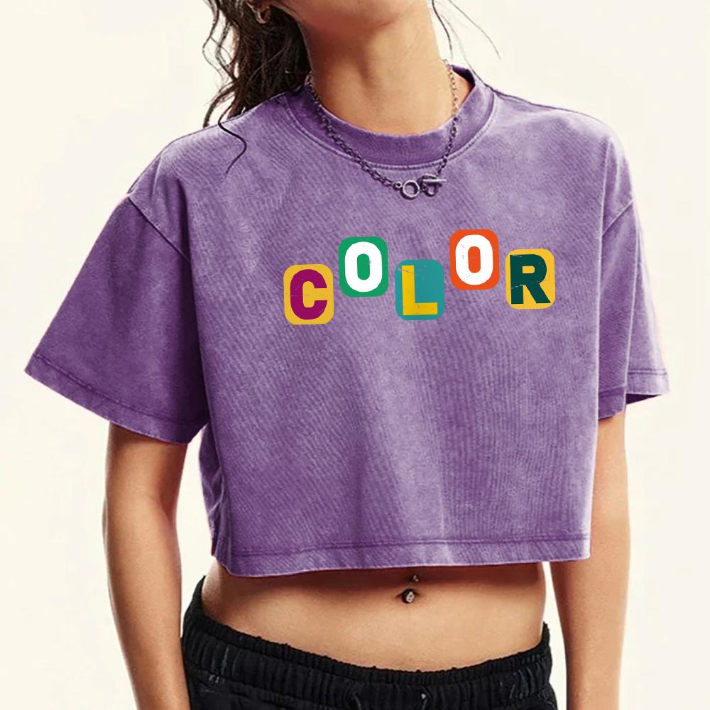 

Цветной принт в виде надписи, выстиранные футболки, женские хлопковые топы с круглым вырезом, летняя спортивная футболка, футболки с эффектом снежной стирки XL