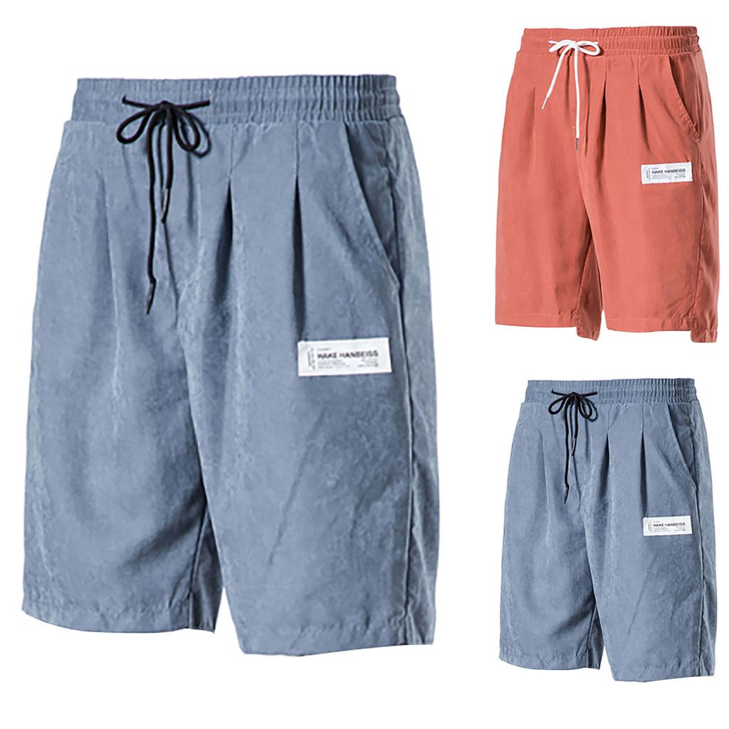 Men's Fashion Summer Drawstring Pocket Beach Pants Shorts Casual Pants