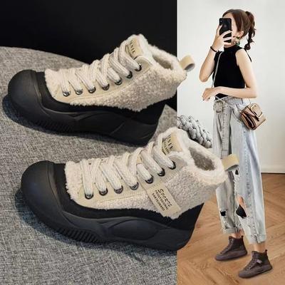 Fleece Heightening Snow Boots Women's 2025 Autumn and Winter New Versatile Internet Celebrity Warm Platform Martin Short Boots Cotton Shoes