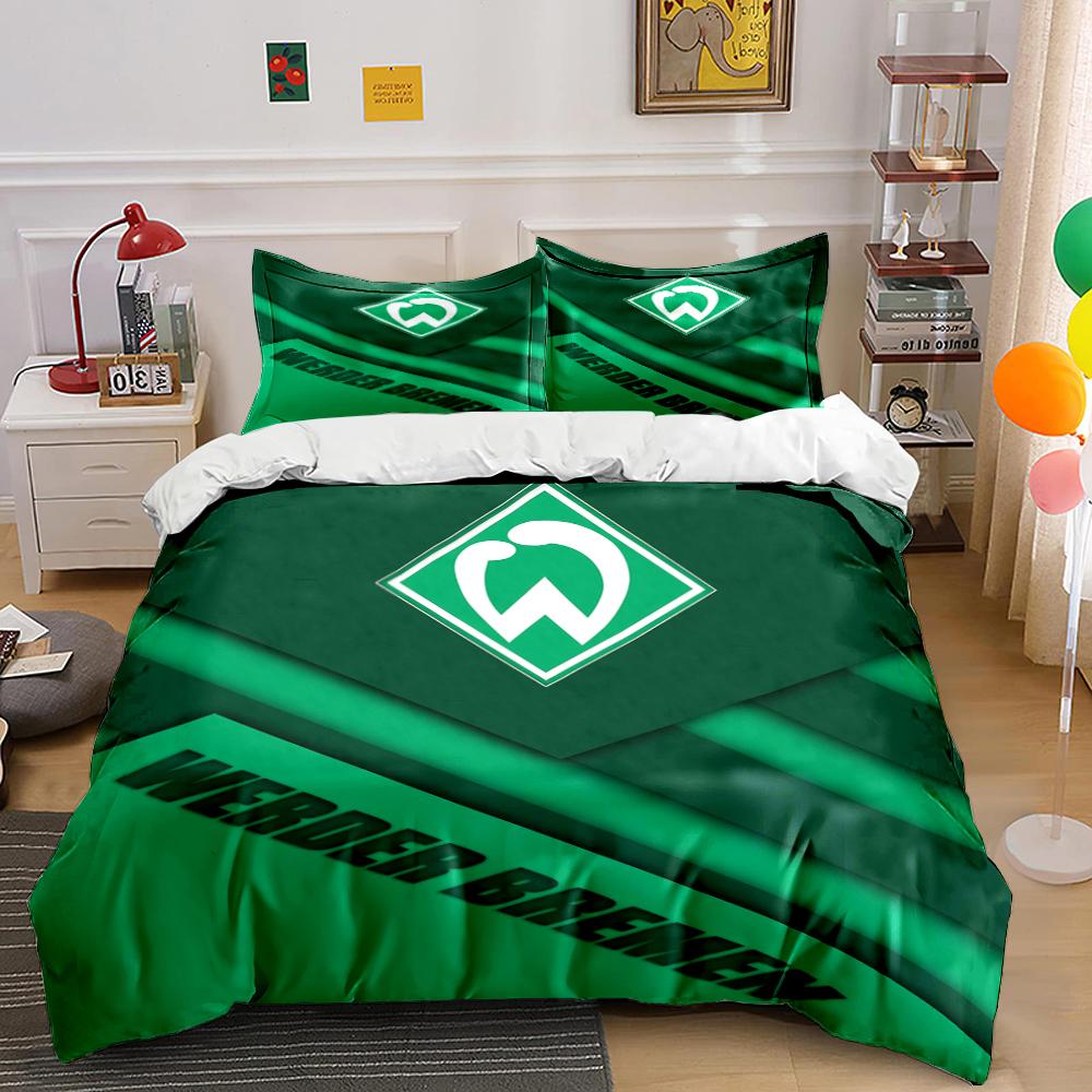Werder Bremen Set Biancheria da Letto Verde Copripiumino Federe Decorazione per la Casa (1 * Copripiumino 2 * Federe, senza piumino)