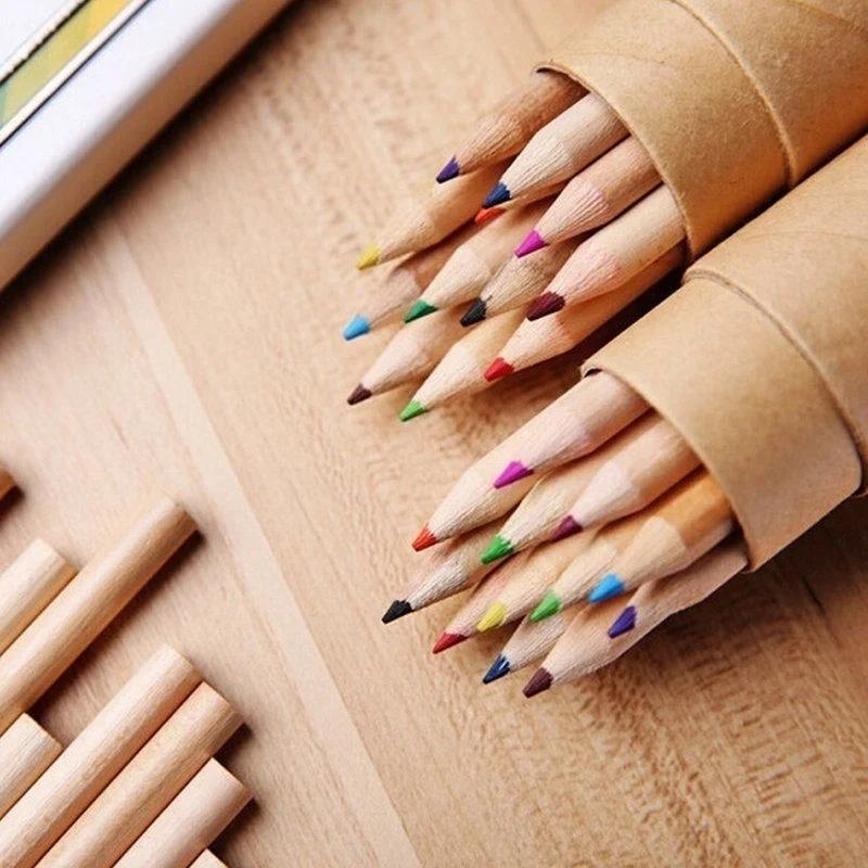 12 Pcs/ Box Wooden Writing Colored Pencils Colors Sharpener Child Gift Color Pencil Set School Students Art Supplies
