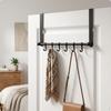Over the Door Hook Rack Matte Black Hanger with 6 Hooks No Tools Needed Coat