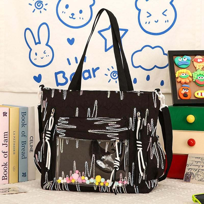 

New Y2K Graffiti Style Ita Shoulder Bag Fashion Girl Transparent Messenger Bag DIY Crossbody Bag Large Capacity Tote Bag Handbag 33x31x11cm