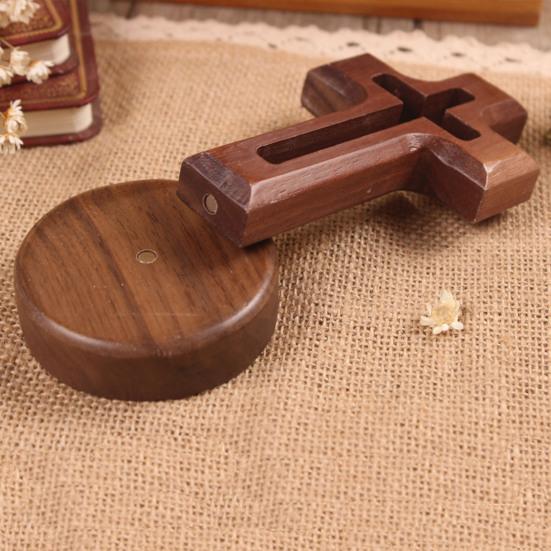 Standing Wooden Crucifix Statue Tabletop Religious Figurine Spiritual Christian Gift for Church Home Office Table Decor