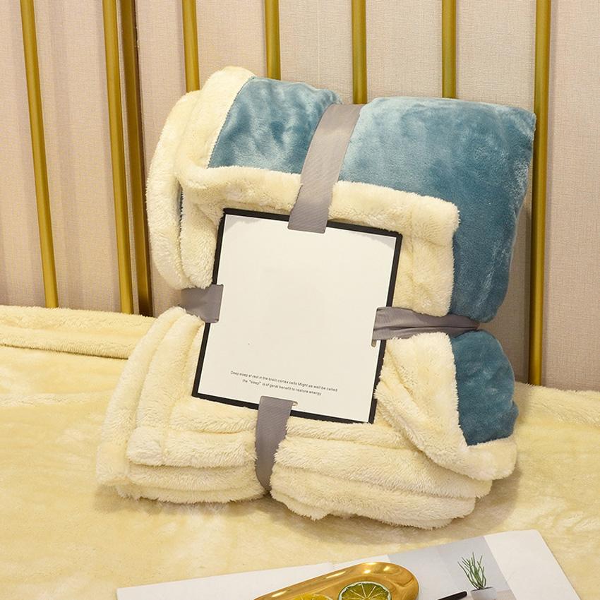 Double Thicken Lamb Cashmere Blanket 150x200cm Solid Color Bedroom School Travel Home Super Soft Fabric for Queen Bed Sofa