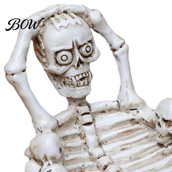 Gothic Jewelry Storage Skull Ashtray, Resin Spooky Tray, Realistic Bone Texture Functional Desk Organizer Candy Dish, for Home Bar Desktop Tabletop