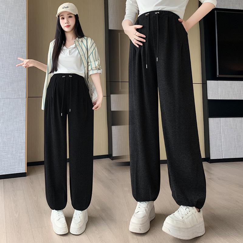 

Maternity Wide-Leg Harem Pants - Spring/Autumn Drawstring Casual Carrot Pants XL