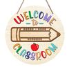 huaqianguhh Wooden Welcome Sign for Classroom Door, to Our Round Hanger, Front Door Hanging Sign, Back School Preschool Decoration