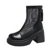 Fashion Women's Mesh Platform Boots Summer Chunky Heel Thick Bottom High Heels Breathable Non-slip Back Zip Shoes Botas  Mujer