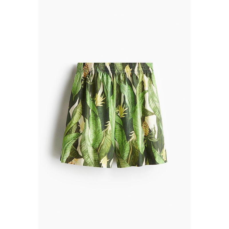 

HM Women s Pants 2025 Summer New Arrival Commuting Fashion Print Elastic Waist Shorts 1294677 Green/Pattern 155/64(XS)