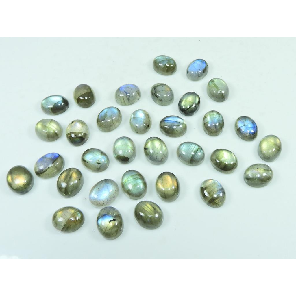 08X10MM Natural Labradorite Oval Cabochon Loose Gemstone 30Pcs Lot 103Cts. C-3096
