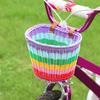 Kids Bikes Front Basket Waterproofs Plastic Wovens Bikes Basket Rainbow Color Childrens Bicycles Handlebars Basket