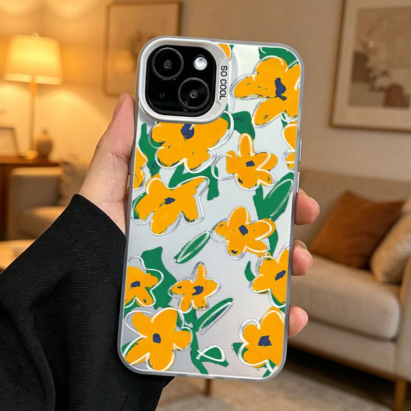 Fashion Colored Flower Laser Phone Case For iPhone 17 16 Pro Max 15 14 Pro Max Plus 13 Mini 12 11 Pro Max Shockproof Cute Covers