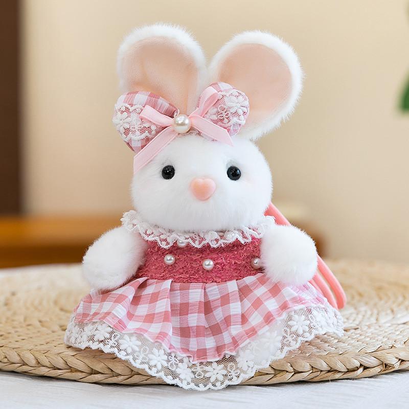 Plush Bunny Keychain With Short Plush Fabric For Girls Gift And Backpack Decor