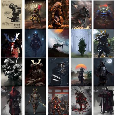 Poster su Tela Samurai Giapponese Moderno per Casa Divano Sfondo Arte Murale Stampa Pittura Immagini Camera da Letto Soggiorno Decorazione Murale Regalo