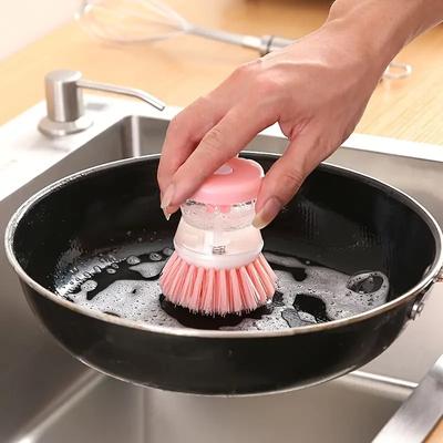 Küchenspülbürsten mit Flüssigseifenspender, multifunktionaler Haushaltstopf-/Schüsselreinigungsschrubber, Waschzubehör