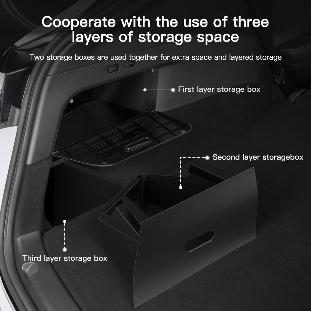 YZ For Tesla Rear 2025 Model Y Trunk Organizer Side Storage Box,Waterproof Odorless Garbage Bins Car Accessories