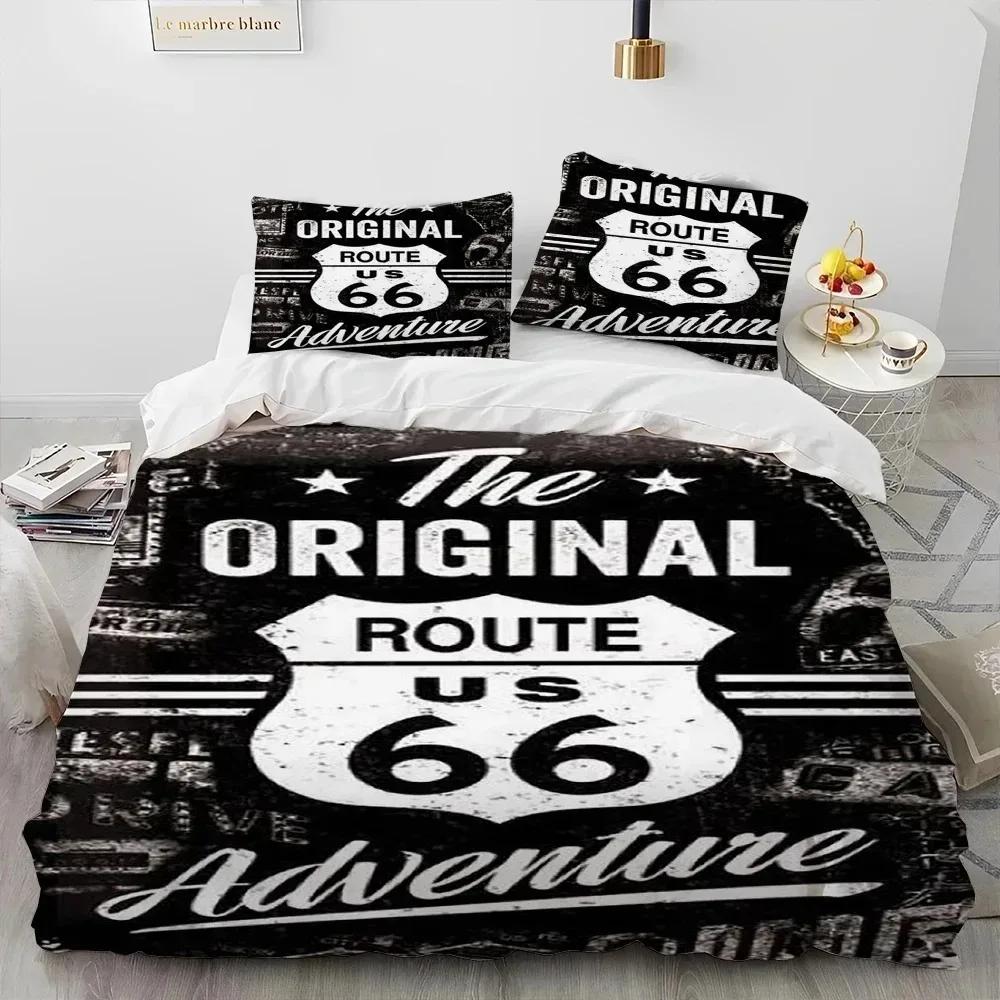 

3D Print Historic Route 66,Mother Road,Comforter Bedding Set,Duvet Cover Bed Set Quilt Pillowcase,King Queen Size Bedding Set 70x133cm 2pcs