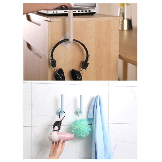 3Pcs Wall Hook Strong Load-Bearing Waterproof L-Shaped Traceless Hanger Traceless Bathroom Kitchen Hook