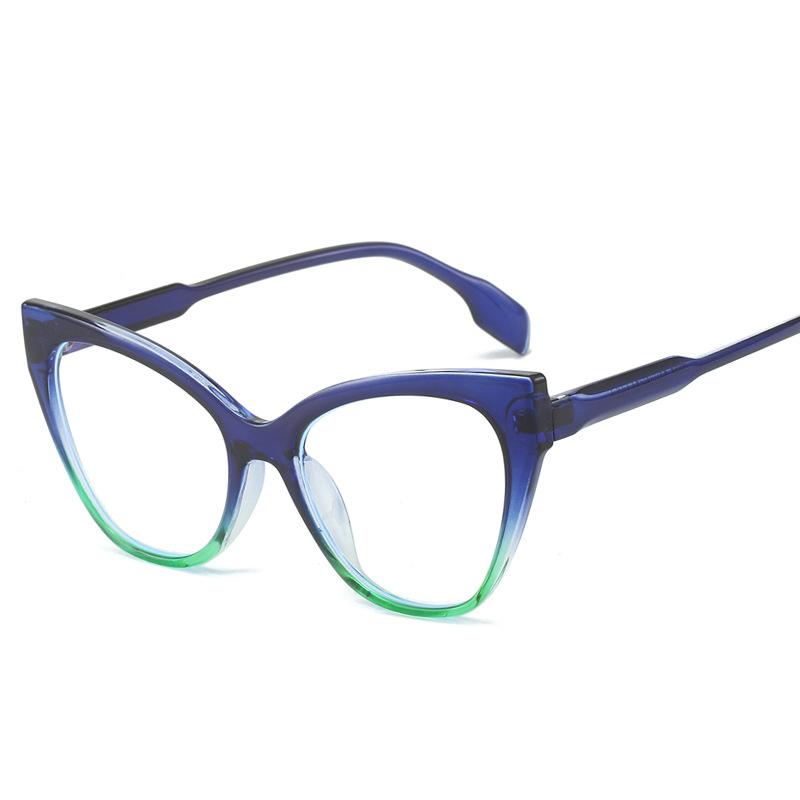 Women Cat Eye Optical Eyeglasses Blue Light Blocking Prescription Glasses Retro Fashion Contrasting Flat Light Eyewear