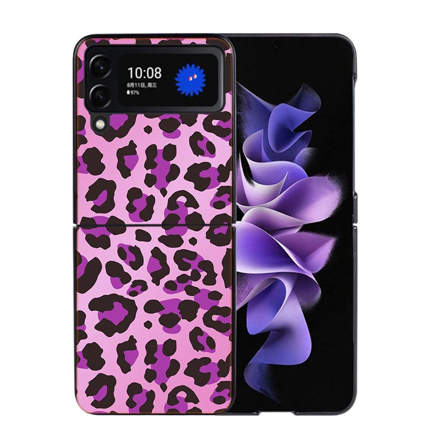 Fashion Tiger Leopard Print Panther Cool Phone Case For Samsung Z Flip 7 6 5G Galaxy Z Flip4 Z Flip5 Z Flip3 Coque Black Hard PC