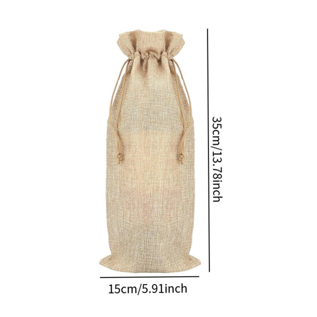 12x Burlap Bottle Bag Carrying Bag Bottle Gift Bag for Holiday Wedding Party