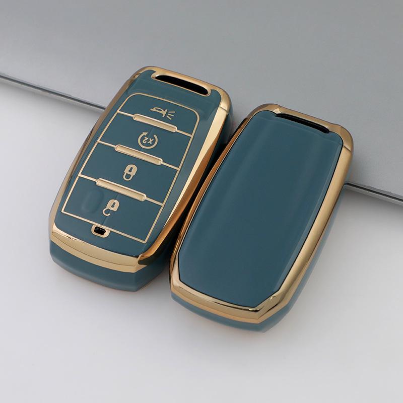 Pouzdro na klíč Jeep & Dodge se zlatým okrajem pro Compass, Cherokee, Renegade, Grand Cherokee