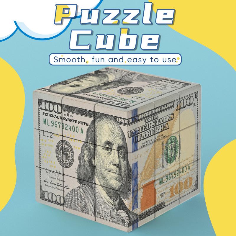 

ZNX Customizable Three-Layer Magic Cube with Creative 100 US Dollar Design, 5.5cm