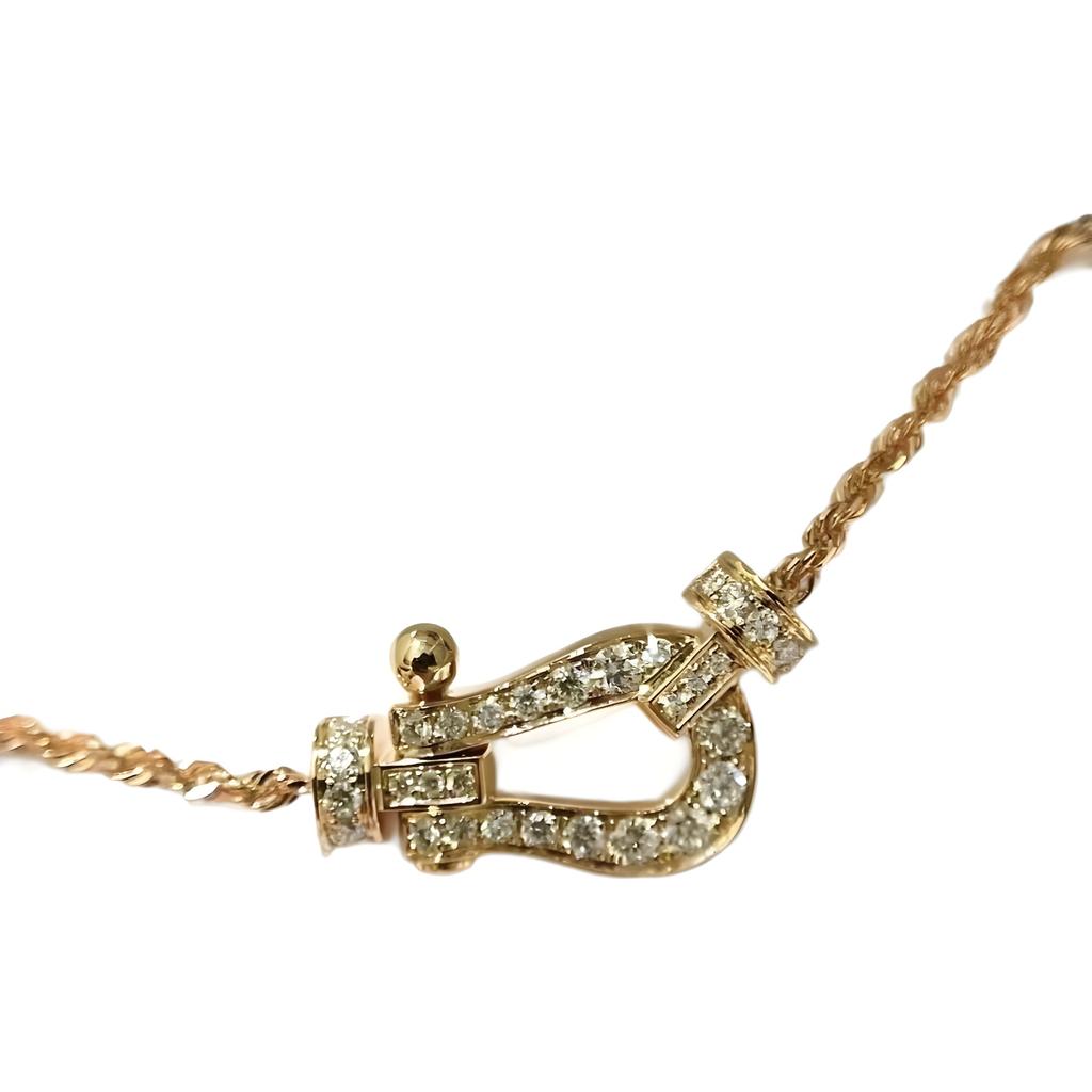 Horseshoe Buckle Necklace Full-diamond Pendant Hemp Rope Chain