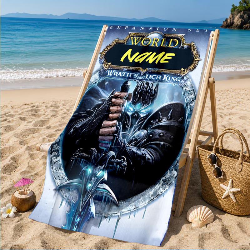Custom Name Dark Kingdom's Rise Warcraft Beach Towel Microfiber Beach Towel, Lightweight and Quick-Dry, for Summer Travel, Swimming Pool Gift