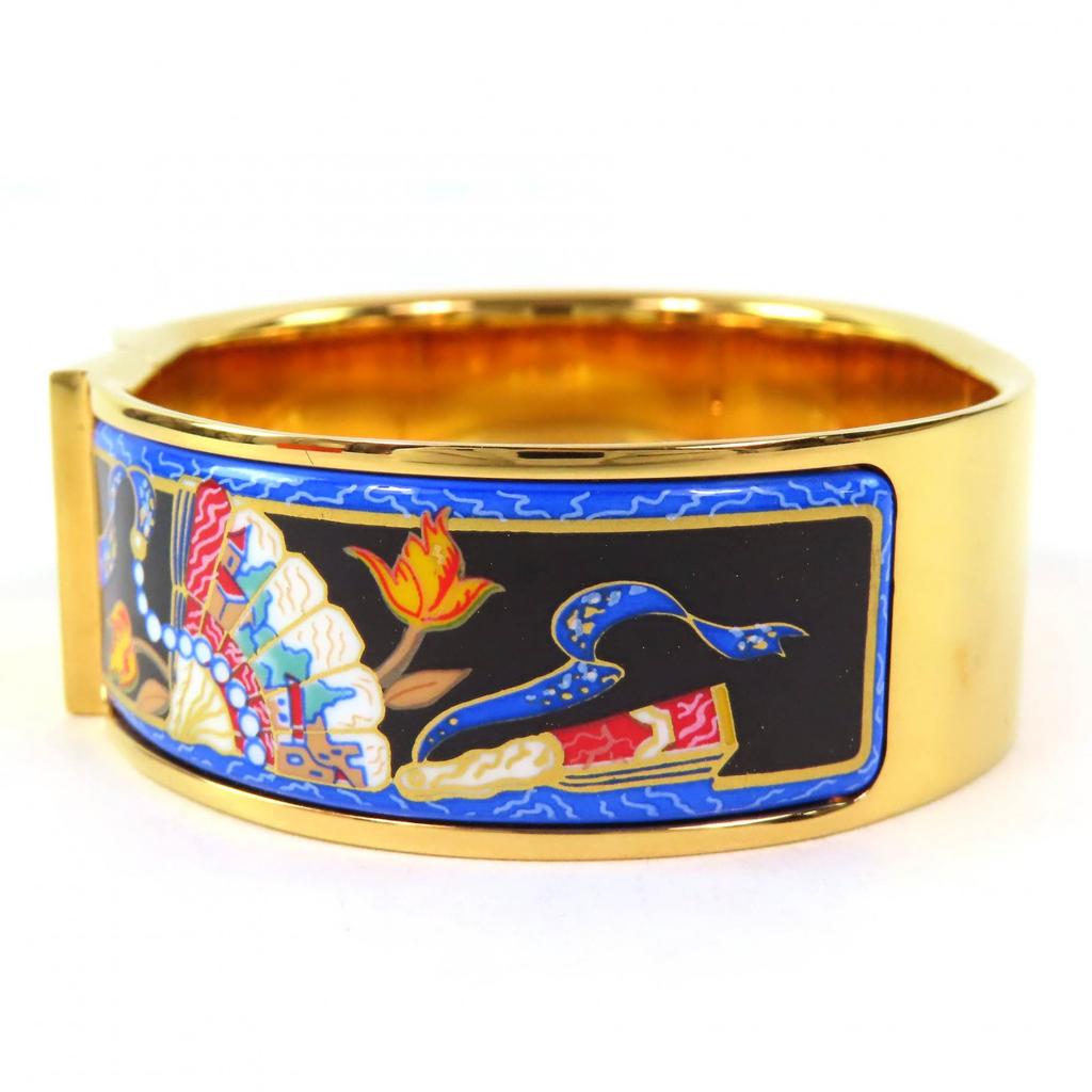 Great HERMES bracelet Location Enamel GM Fan pattern cloisonne bangle Women Used
