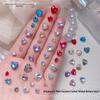 Heart Rhinestone Nail Art Accessories: Super Shiny Crystal Glass In Iridescent Peach, Small & Large Sizes