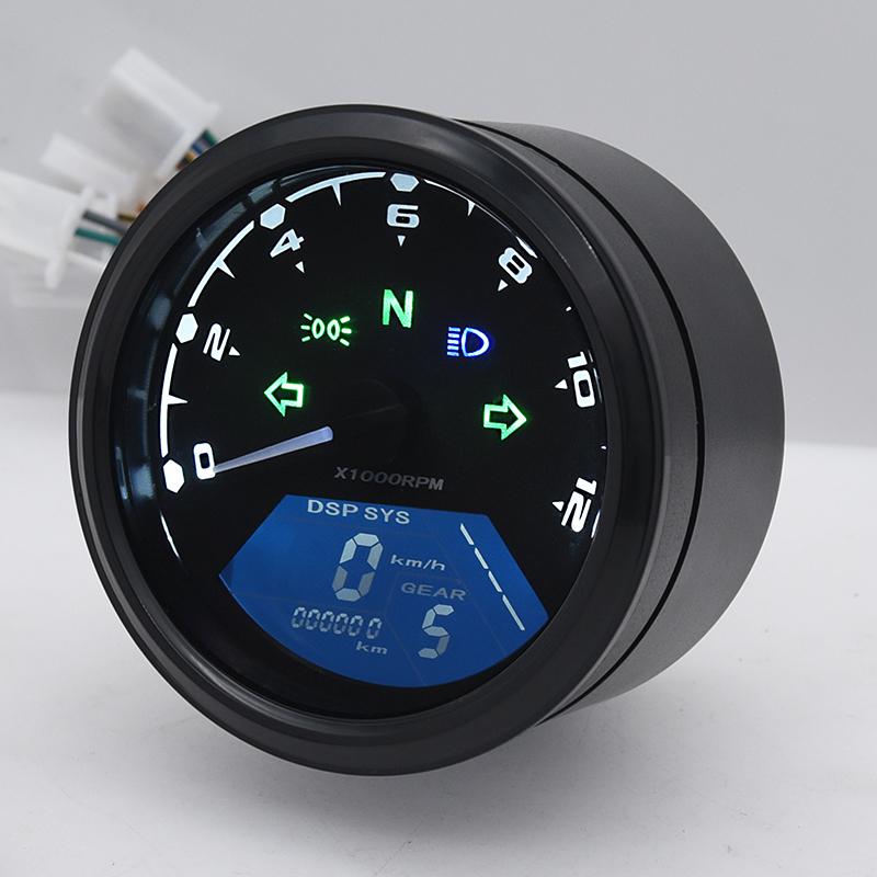 12000RPM Motorcycle Speedometer With Tachometer 1-4 Cylinders LCD Digital Gauge For Motorbike Motorcycle Sensor Set