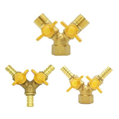 Handcrafted Metal Washing Machine Faucet Water Distribution Adapter 2 Way Gas Hose Tube Connector Spillter Installation